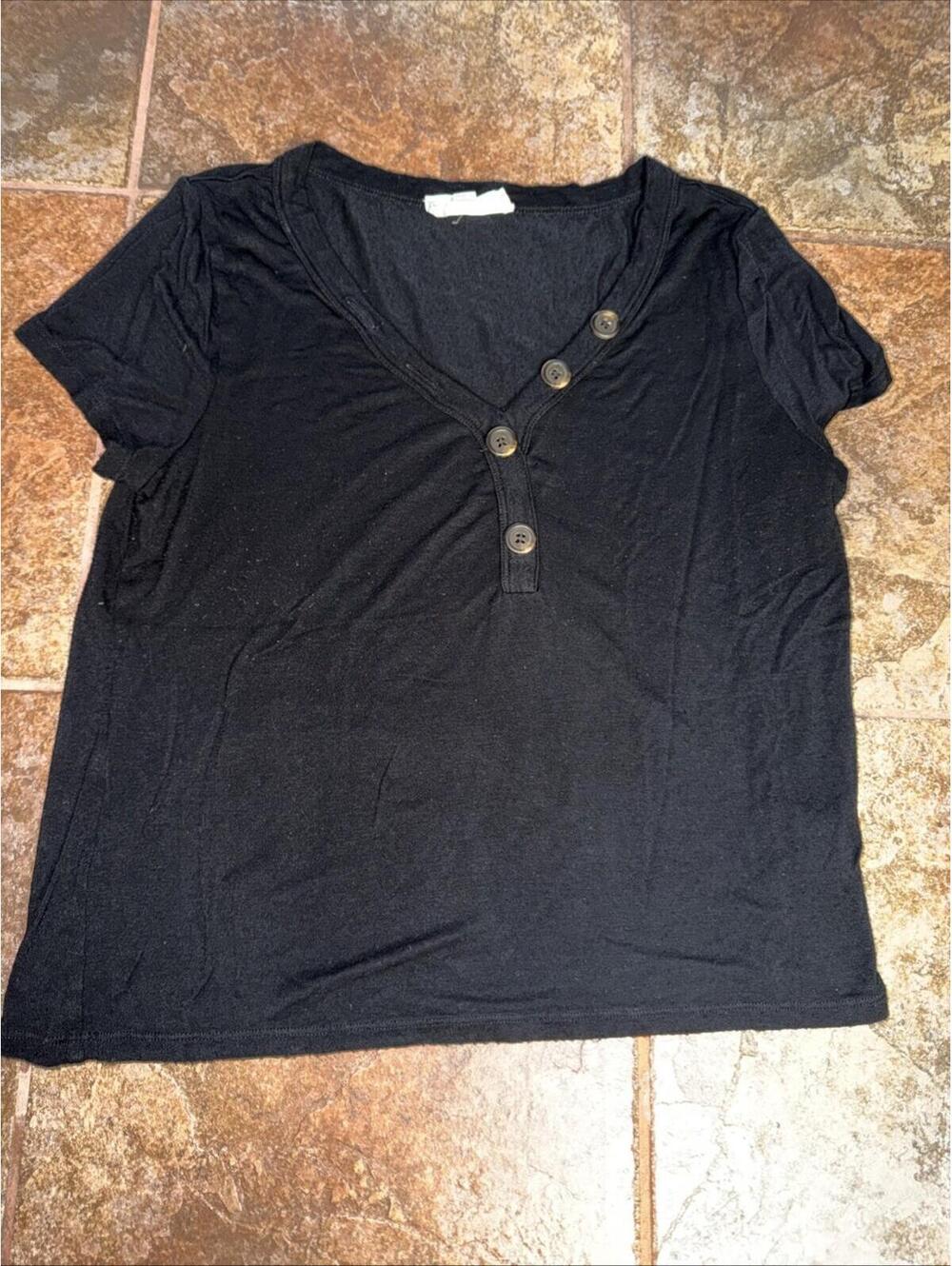 Pink Rose Womens Black Top Size Medium